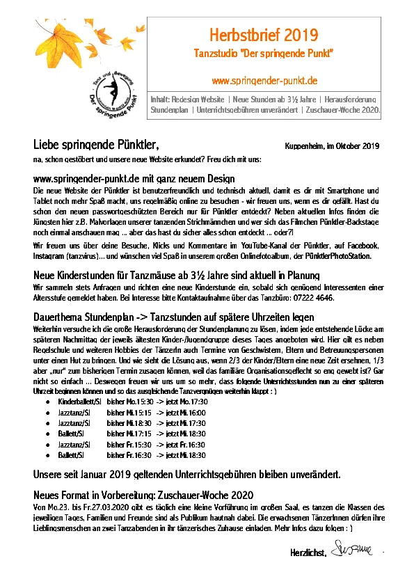 Herbstbrief 2019
